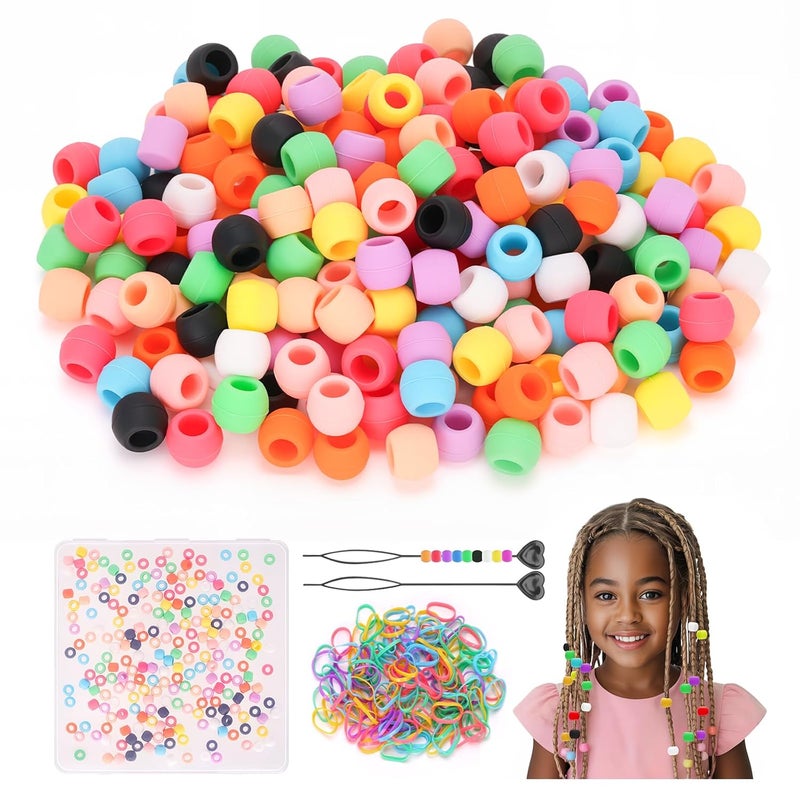 Dalycro 5mm Silicone Hair Beads for Kids Girls Braids 200PCS Washable Hair Beads 10 Colors Perfect for Girls Braids Accessories Decoration Kids Crafts (Small-200P) - Image 1